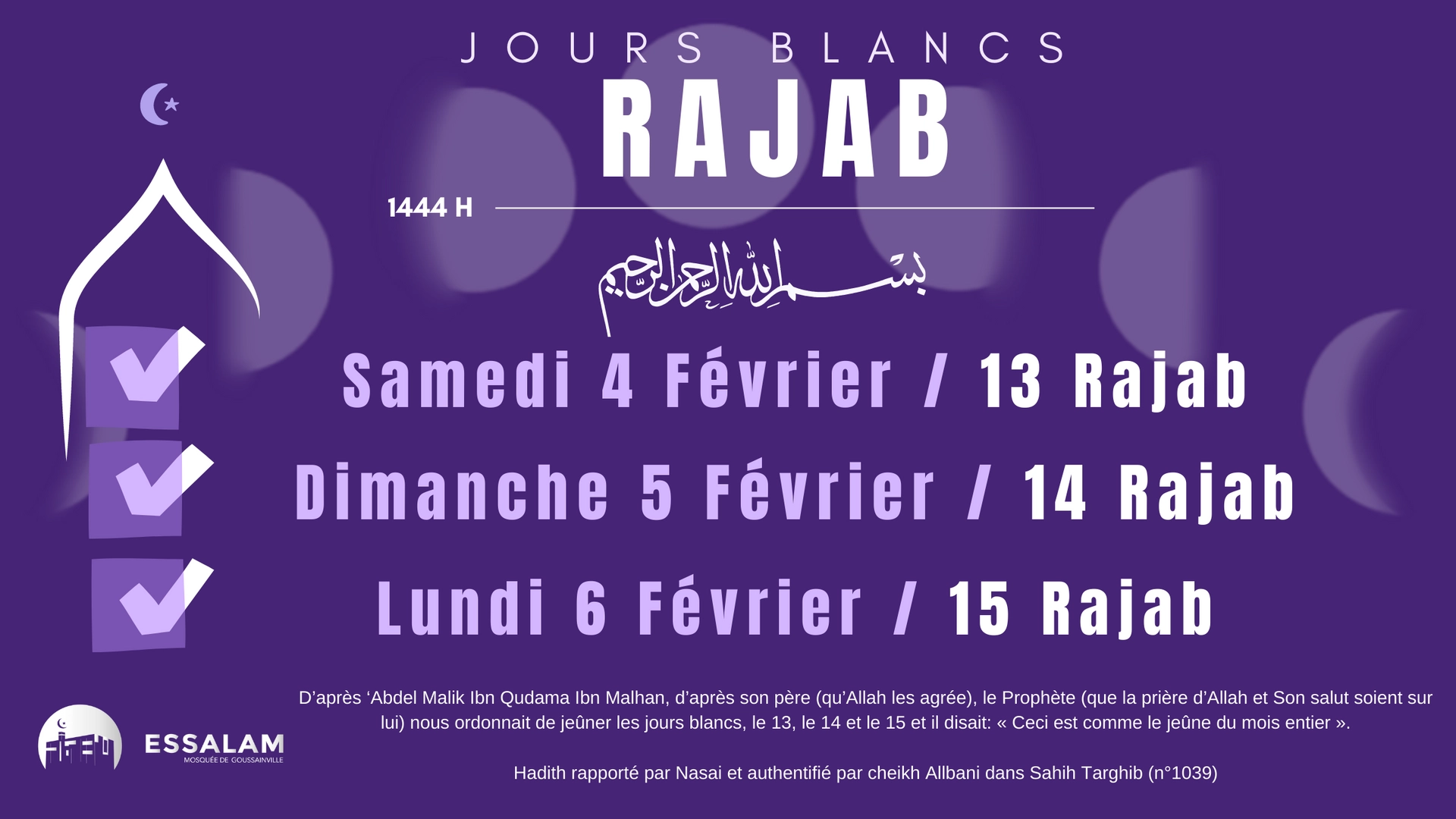 Jours Blancs Rajab 1444 Jours Blancs Rajab 1444